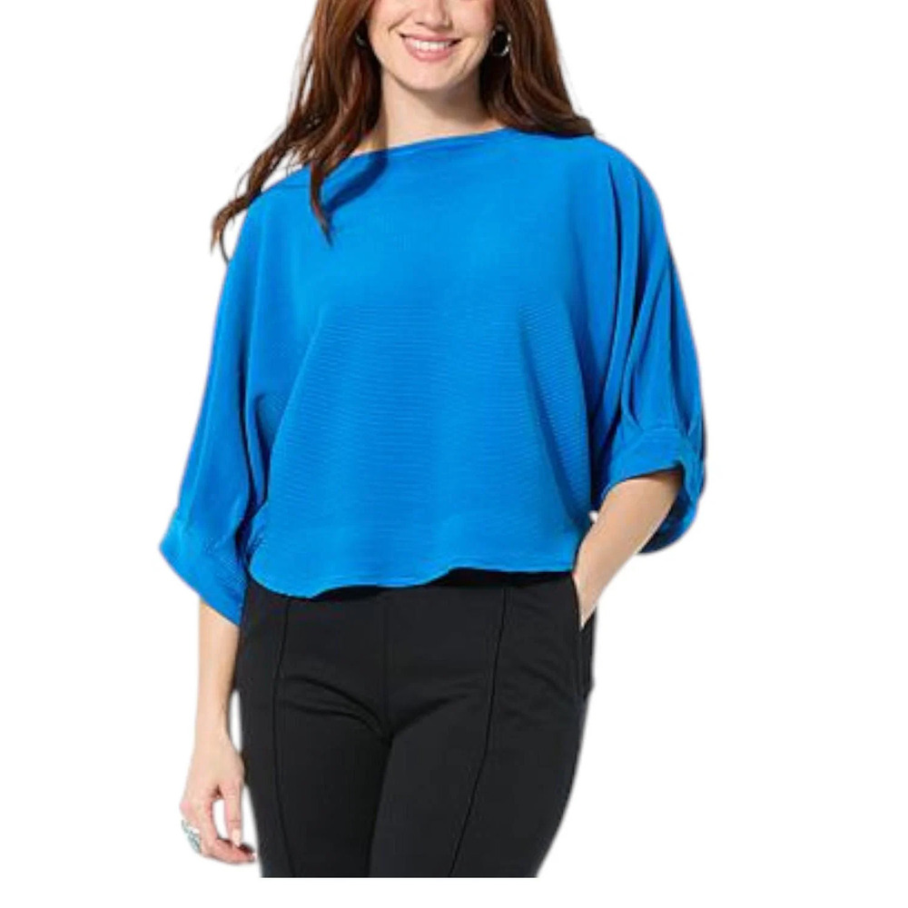 Lloyd Boston Women's Easy Luxury Banded Dolman Sleeve Top Blue - Regular